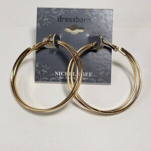 2/$30 Gold tone Interconnected Hoop design Leverback 1.75" Earrings - Jewelry